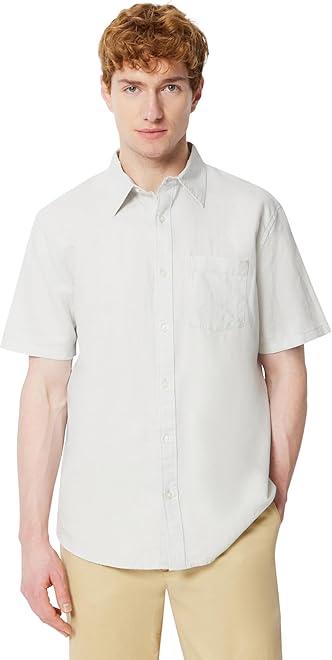 Men's Regular Fit Short Sleeve Linen Shirt