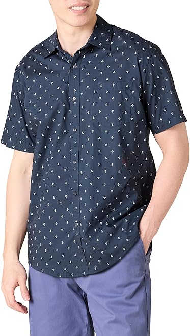 Men's Short-Sleeve Button-Down Print Shirt