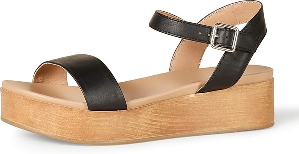 Women's Two Band Ankle Strap Open Toe Flatform Sandal