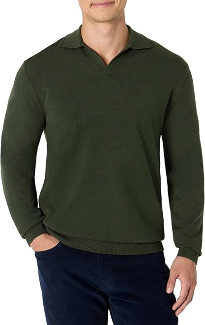 Men's Long Sleeve Regular Fit Knit Polo Sweater